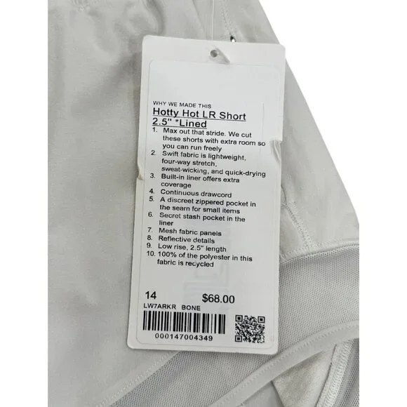 Lululemon Womens Hotty Hot LR Short 2.5" Lined Bone Running Size 14 NEW - Picture 3 of 7
